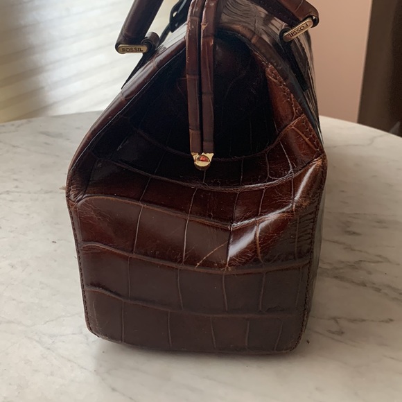 Fossil Leather Y2K Reptile Embossed Unusual Structured Bag 💥 - Picture 14 of 16